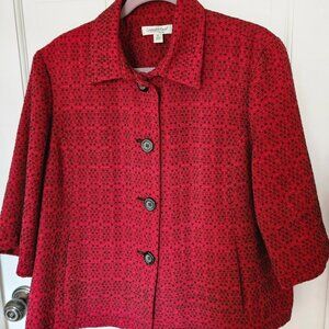 XL Coldwater Creek red w black dots jacket with 2 side pockets.